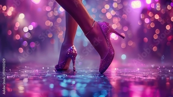 Obraz Glittery heels on a dance floor