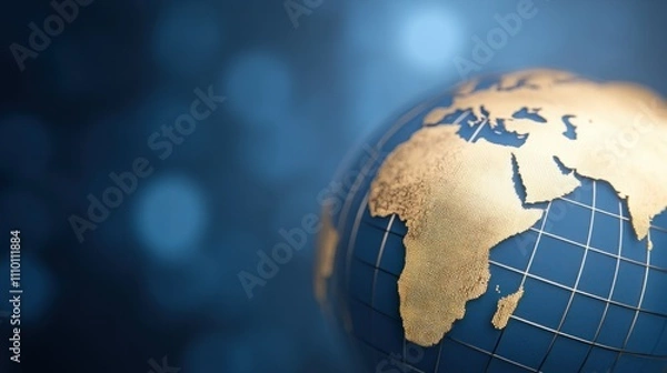Fototapeta Detailed Close-Up of a Globe Featuring Africa and Europe Surrounded by a Soft Blue Background Highlighting Global Connections and Geographical Exploration