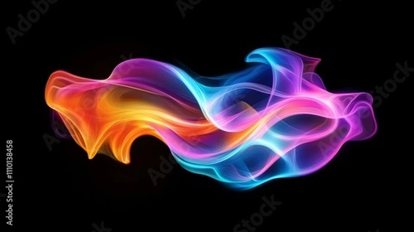 Fototapeta A vivid abstract flame capturing light and movement, isolated on a black background