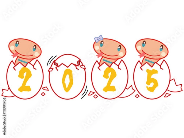 Fototapeta かわいい小ヘビの西暦2025年素材