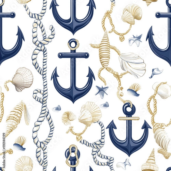 Obraz seamless nautical pattern