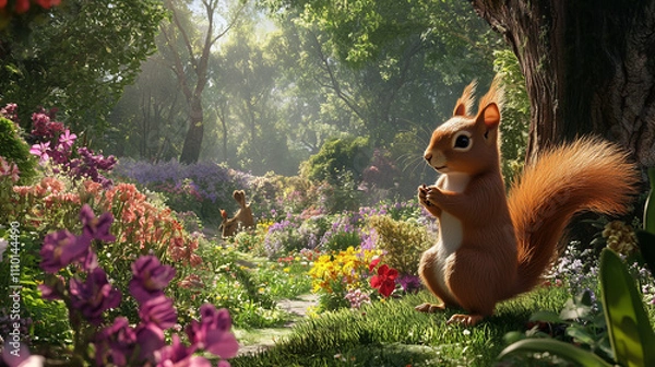 Fototapeta squirrel on a tree