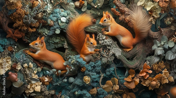 Obraz squirrel eating nut