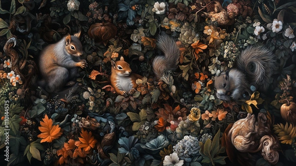 Obraz a lot of black and white fish