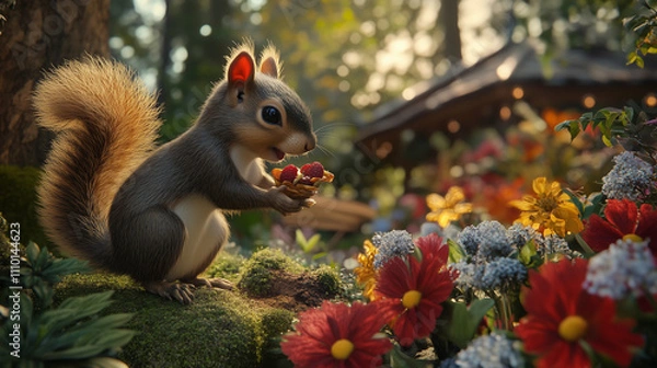 Obraz squirrel on the bench