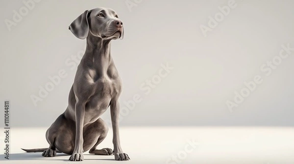 Obraz Elegant gray dog sitting on a clean background.