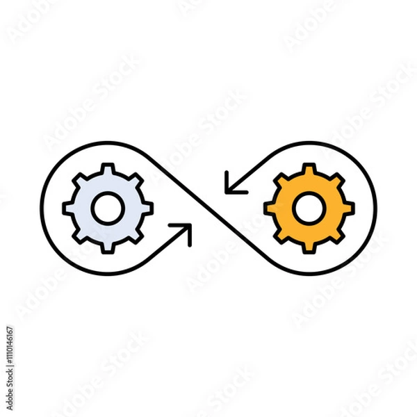 Fototapeta Seamless Automation – Infinity Symbol with Gears Representing Continuous Workflow