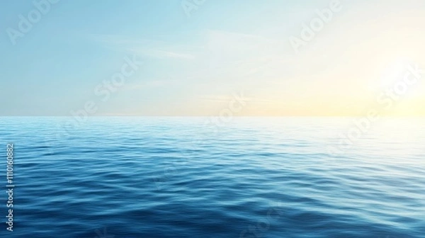 Fototapeta The ocean is calm and clear, with a bright blue sky above