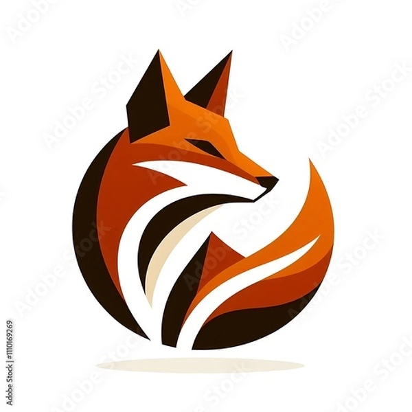 Obraz Stylized fox logo design with vibrant colors.