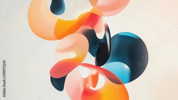 Fototapeta A striking image of various-sized, colorful abstract shapes creating a radiant, intricate pattern on a clean