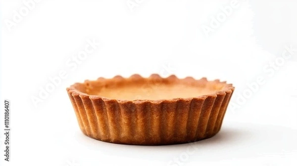 Fototapeta Closeup of a blank pastry tartlet shell isolated on a clean white background ready for filling with various sweet or savory ingredients