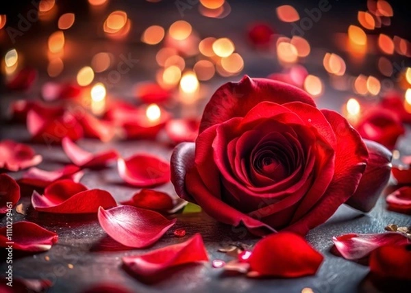 Obraz Captivating Close-Up of Red Rose Petals Creating a Romantic Valentine’s Day Background Perfect for Love-Themed Designs and Celebrations