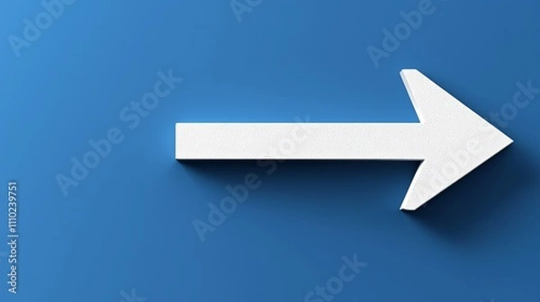 Fototapeta A single straight arrow points to the right on a blue backdrop, symbolizing guidance or direction
