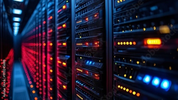 Fototapeta Overhead view of a modern data center showcasing advanced server technology and efficient layout