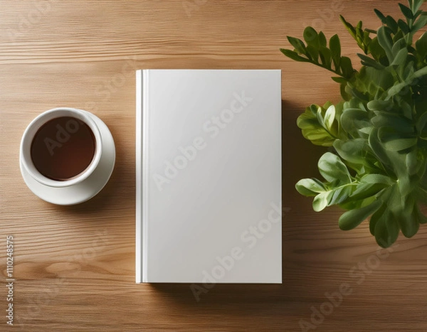 Fototapeta blank book mockup with coffee image only