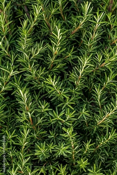 Fototapeta Fresh rosemary twig texture background, green rosemary sprig pattern, seasoning twigs banner