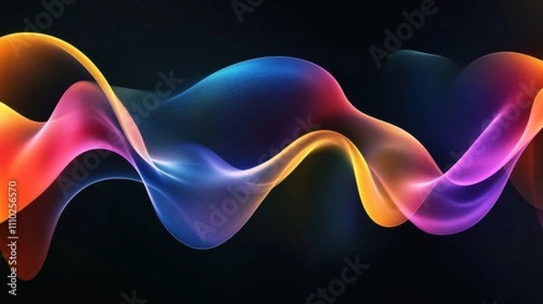 Obraz An evocative portrayal of multicolored abstract gradients blending seamlessly into a unified, fluid pattern on a dark surface