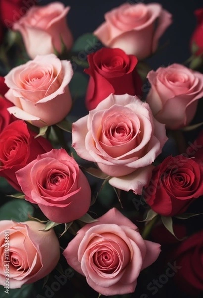 Fototapeta Closeup of roses concept for Valentine's Day. Selective focus