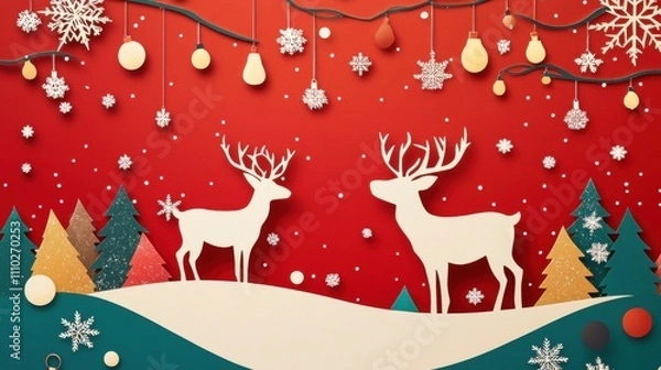 Obraz A red background with two deer on it