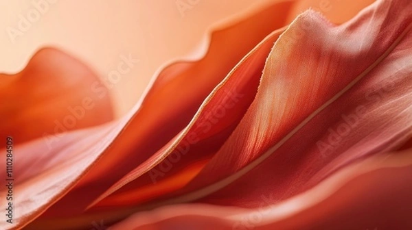 Fototapeta Minimalist abstract macro close-up of textured peach-toned leaves showcasing nature's beauty and elegant organic patterns for trend color 2024.