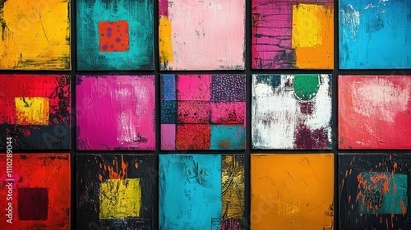 Fototapeta Abstract pop art squares in vibrant outlines