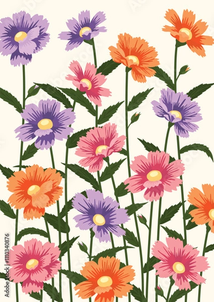 Fototapeta Daisy colorful flower background.Eps 10 vector.