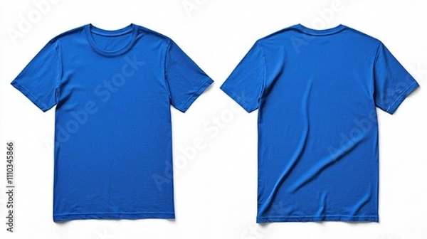 Fototapeta Royal blue t-shirt mockup displayed from front and back on clean white background