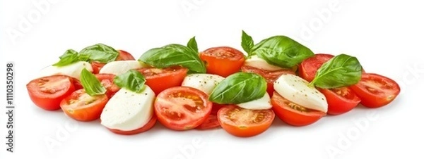 Fototapeta A classic Caprese salad with mozzarella, tomatoes, and basil