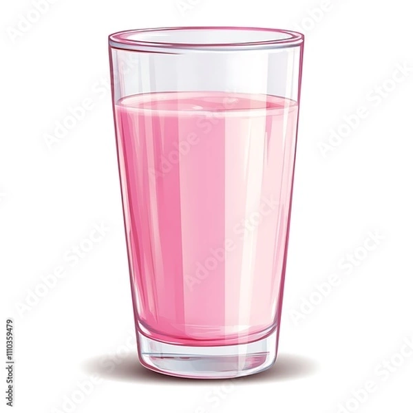 Fototapeta Glass with Pink Milk Isolated on a Transparent Background, Featuring a Smooth, Creamy Texture and a Vibrant Color, Perfect for Refreshing Beverages and Creative Drink Concepts.