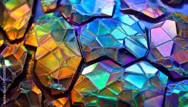 Obraz 虹色に輝く結晶化した金属表面