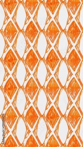 Fototapeta Orange Diamond pattern hand drawn design on White background illustration