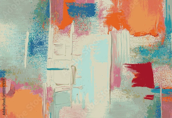 Fototapeta Paint on canvas artwork, modern abstract painting, colorful vector illustration