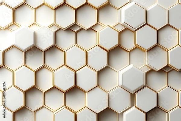 Obraz Abstract background with hexagons hexagon polygonal pattern background. seamless bright white abstract honeycomb background.