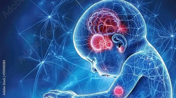 Fototapeta Neonatal brain development: intricate neural network