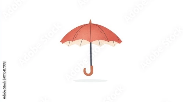 Obraz Bright Red Umbrella with Curved Handle and Decorative Edges