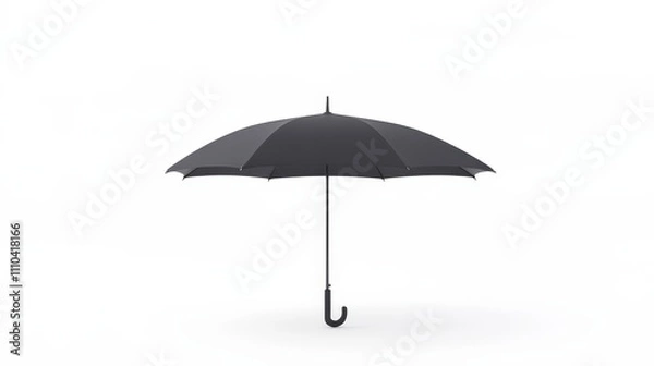 Obraz Black Umbrella on a White Background, Minimalistic Design Element