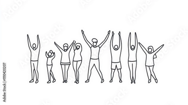 Fototapeta Group of Diverse People Celebrating Together with Raised Hands