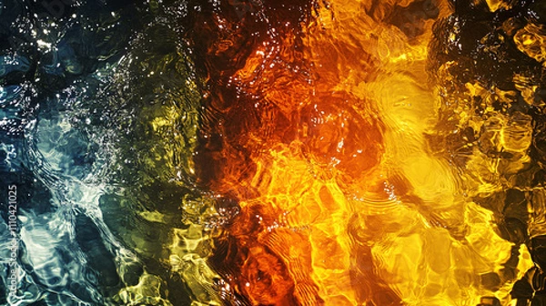 Obraz Artistic Representation of the Five Elements: Fire, Water, Earth, Air, and Ether in a Dynamic, Vibrant, and Colorful Abstract Composition