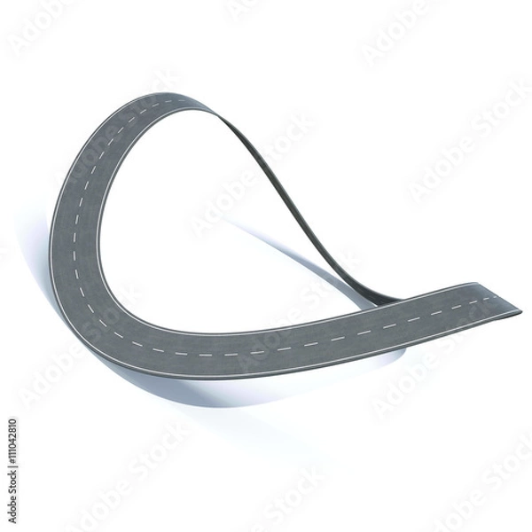Fototapeta Autostrada pętli gięcia na białym tle. Ilustracja 3D