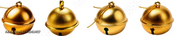 Obraz Shiny Gold Christmas Bells Collection, Decorative Ornaments for Holiday Celebrations, Festive Home Decor, Craft Projects, and Seasonal Events Display