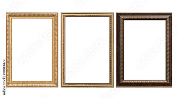 Fototapeta empty golden picture frames