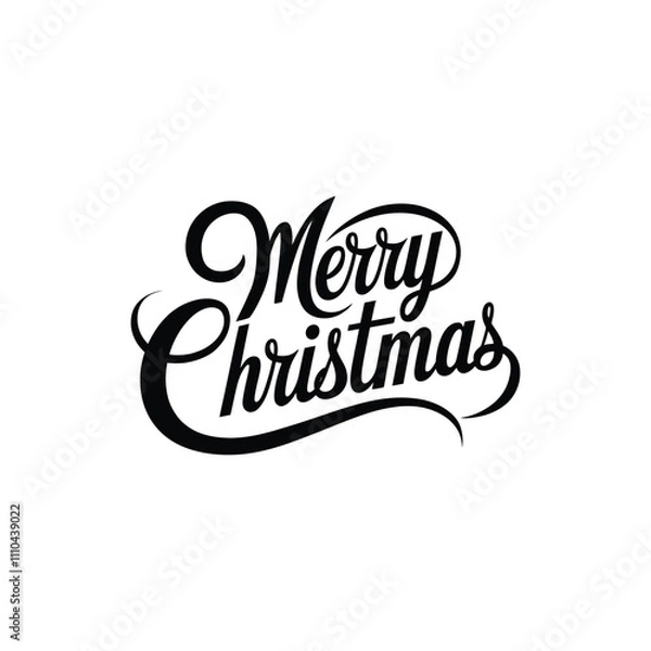 Fototapeta Merry Christmas lettering typography Vector holiday illustration element design