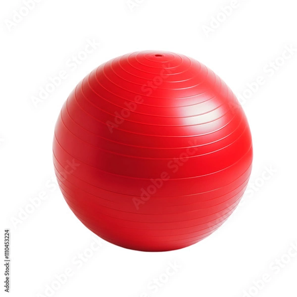 Fototapeta Bright red exercise ball isolated on white background