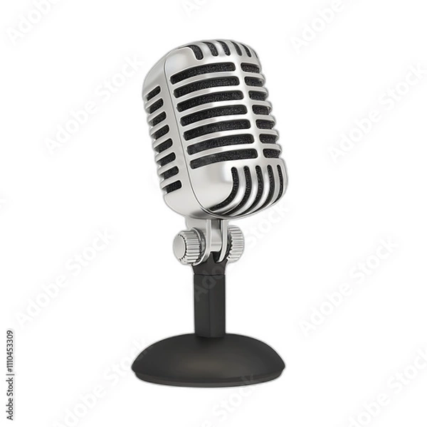 Fototapeta Retro Silver Microphone Vintage Audio Equipment Studio Recording Broadcast