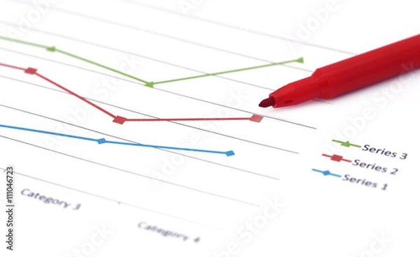 Fototapeta Graph with red sign pen