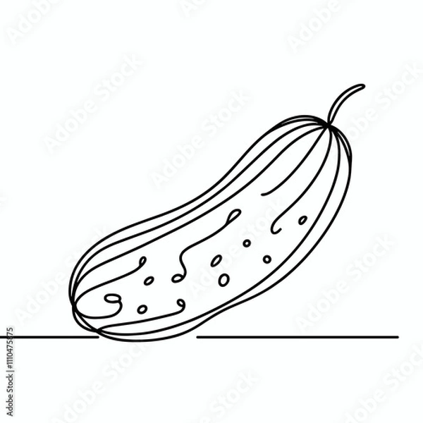 Fototapeta Minimalistic one-line drawing of a cucumber with elegant details, AI Generation
