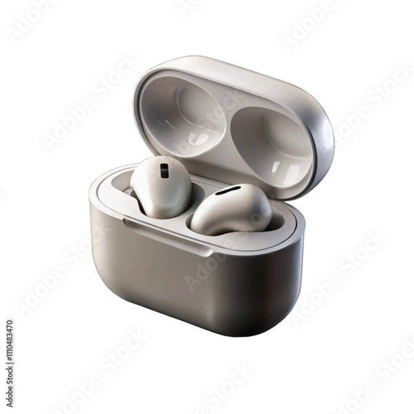 Fototapeta cool and rich color wireless earbuds on a transparent background