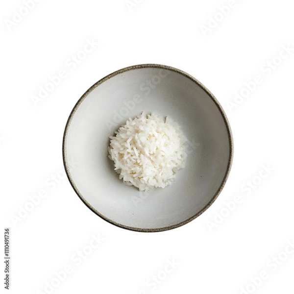 Obraz Bowl of Freshly Cooked White Rice isolated on white background