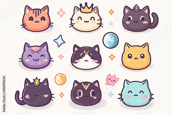 Fototapeta set of cats