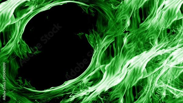 Obraz black background with green smoke